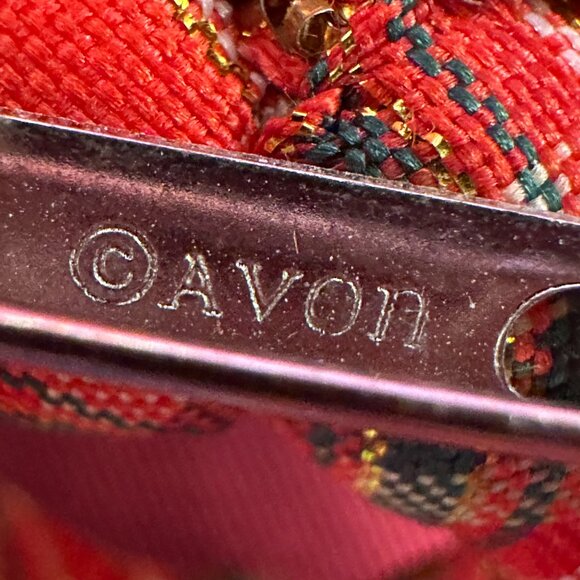 VTG Avon Christmas Plaid Wreath Brooch w/ Green Velvet Bow - Picture 6 of 8